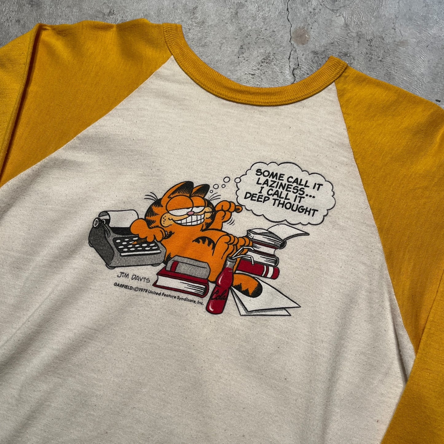 80s Garfield Raglan Tee Yellow Size XL