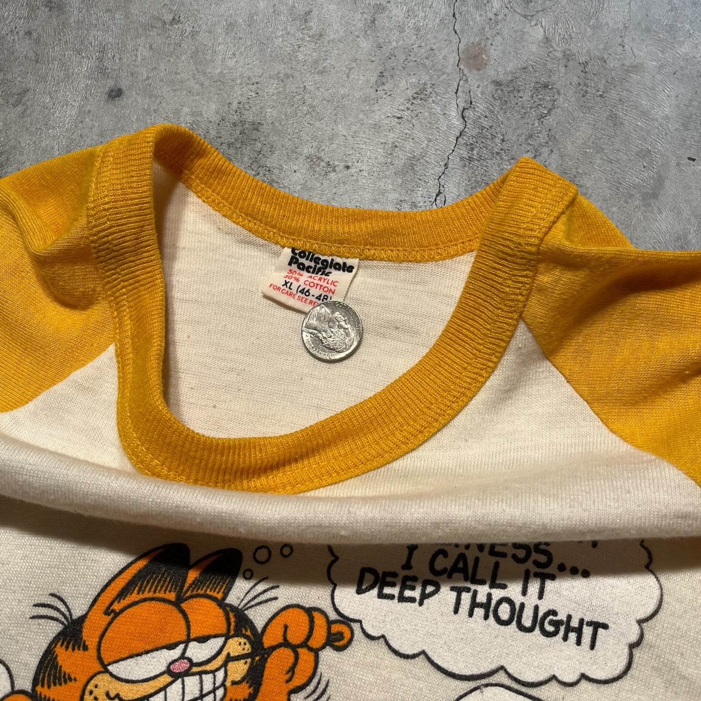 80s Garfield Raglan Tee Yellow Size XL
