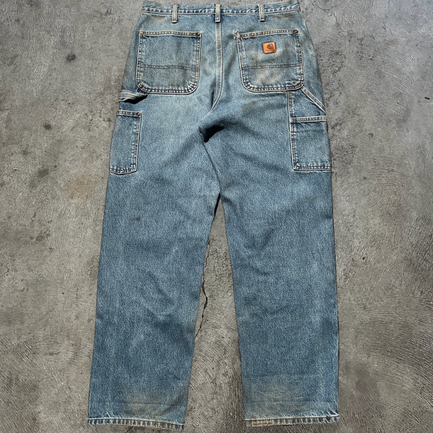 Carhartt Double Knee Pants Denim Blue Size 35x31.5