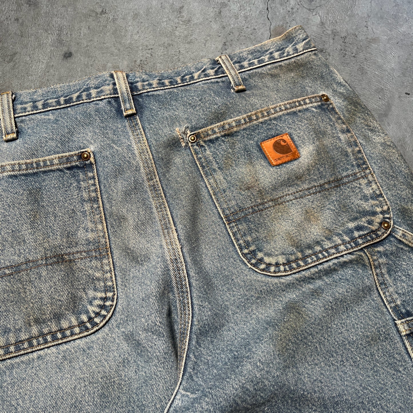 Carhartt Double Knee Pants Denim Blue Size 35x31.5