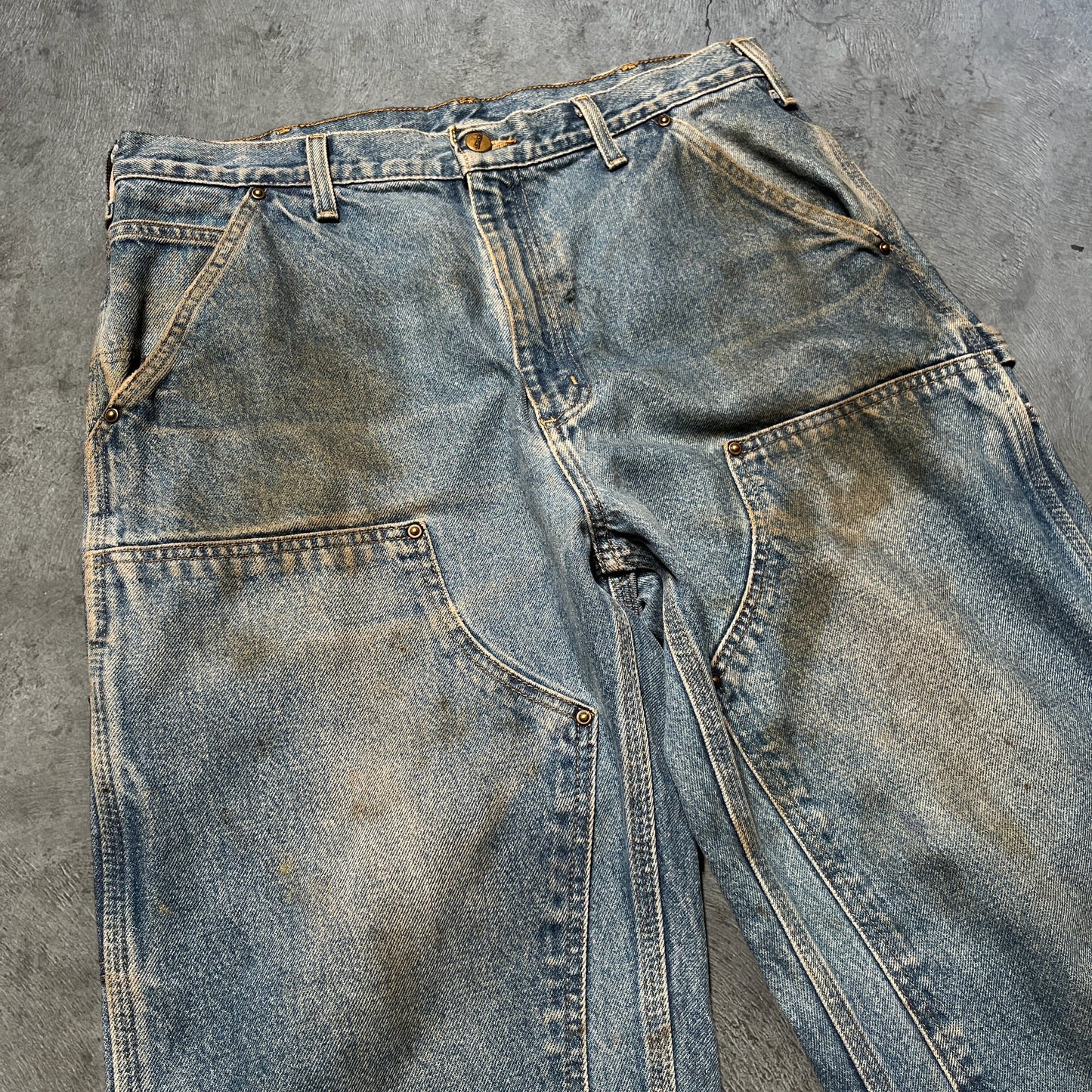 Carhartt Double Knee Pants Denim Blue Size 35x31.5