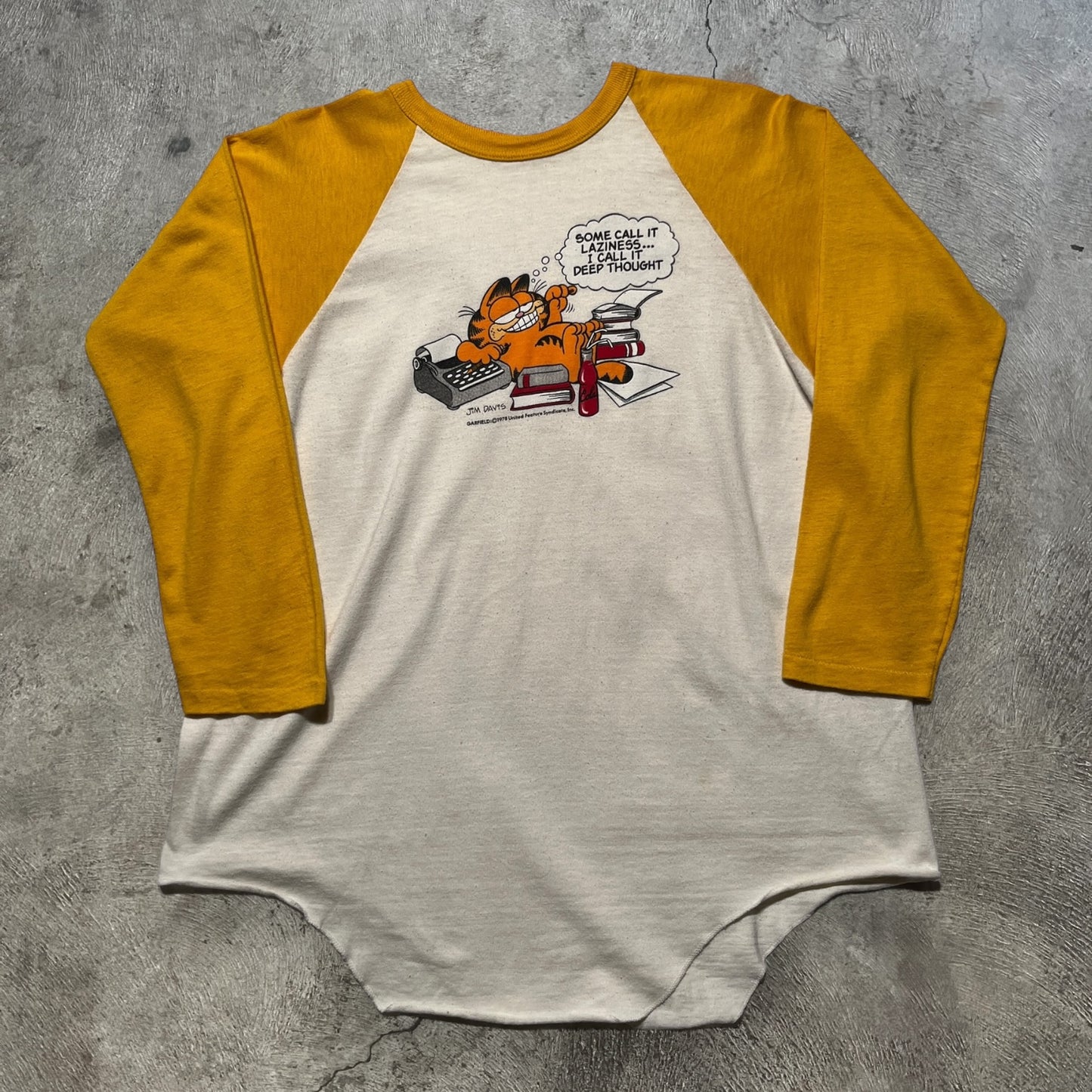 80s Garfield Raglan Tee Yellow Size XL