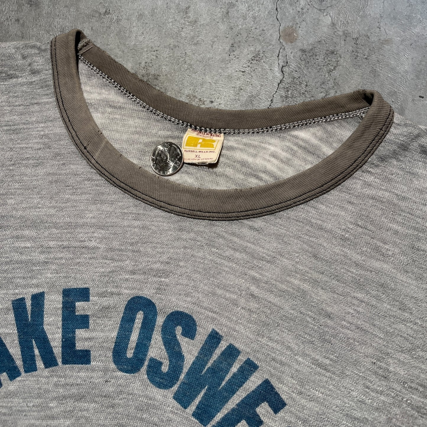 70s Russell Athletics Lake Oswego Tee Grey Size XL