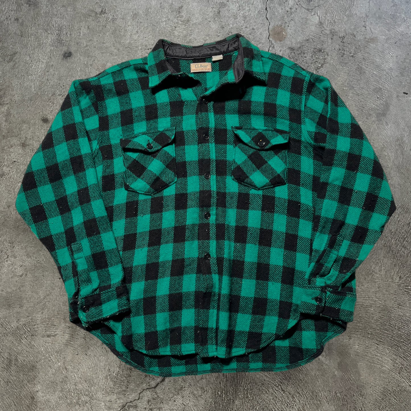 80s LL Bean Wool Shirt Green Size XL