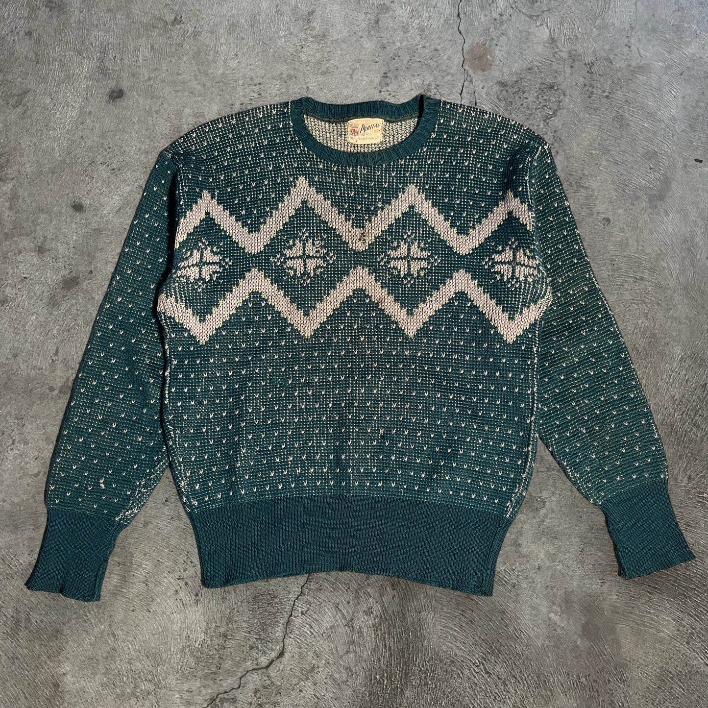 40s Puritan Wool Sweater Green Size Large