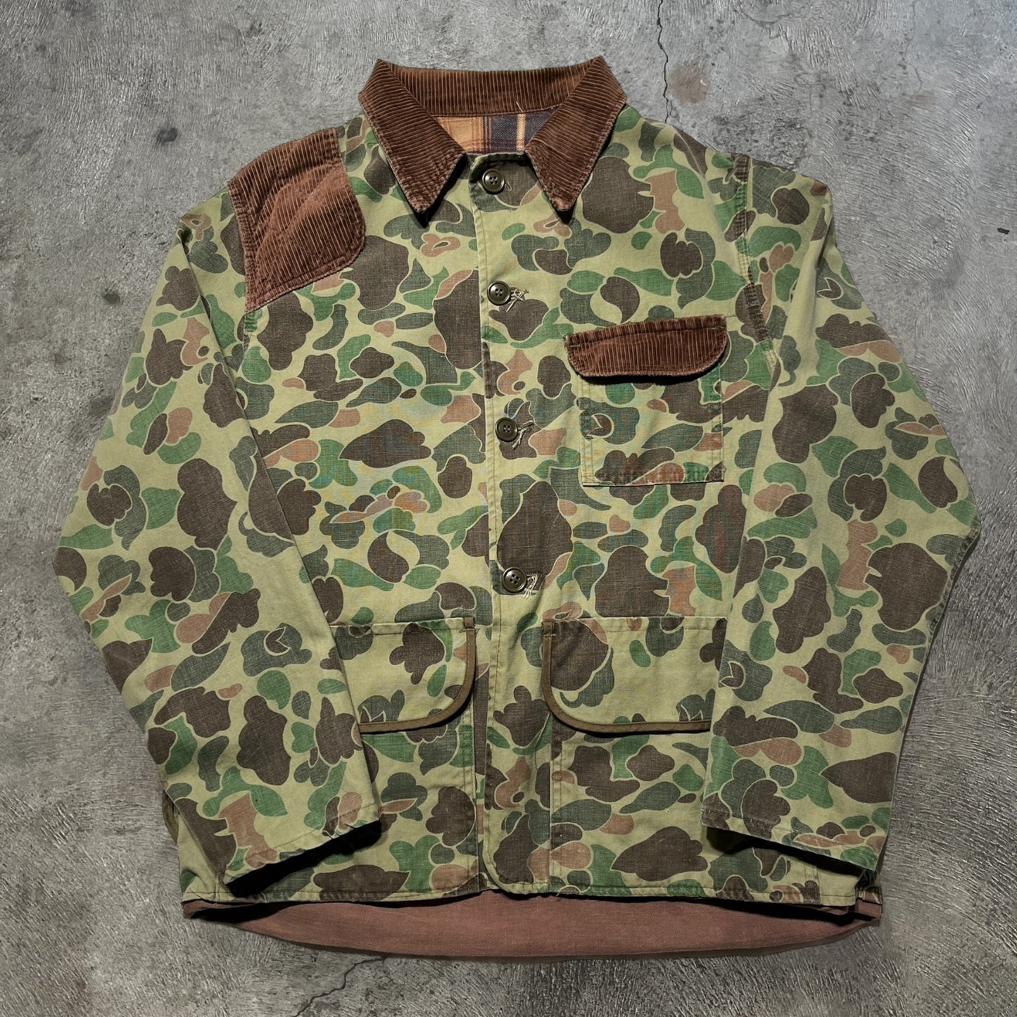 70s Black Sheep Hunting Chore Coat Camouflage Green Size Large