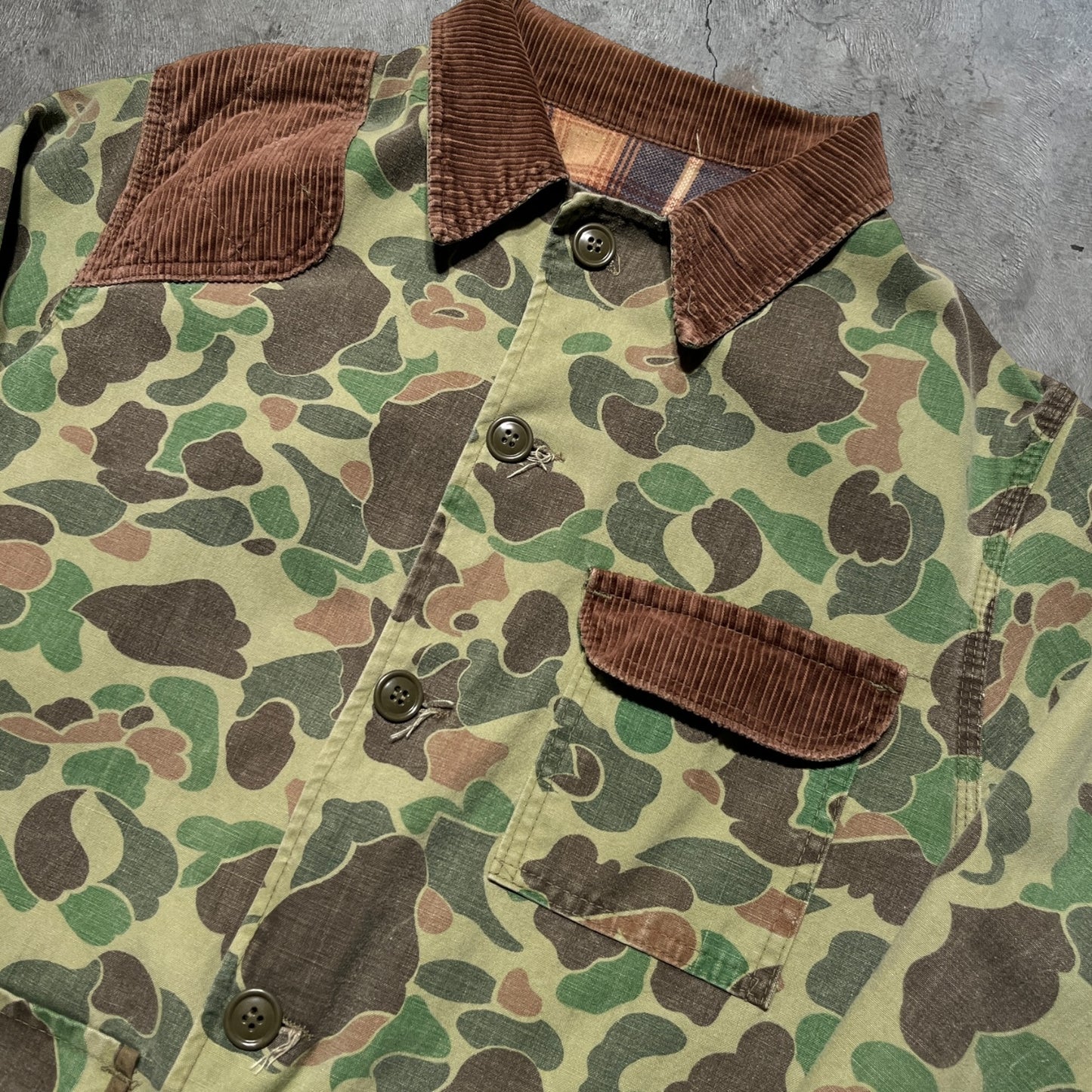 70s Black Sheep Hunting Chore Coat Camouflage Green Size Large