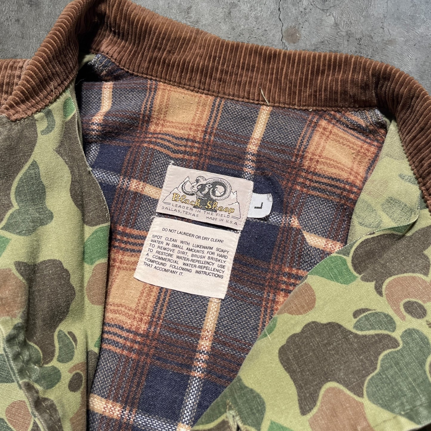 70s Black Sheep Hunting Chore Coat Camouflage Green Size Large