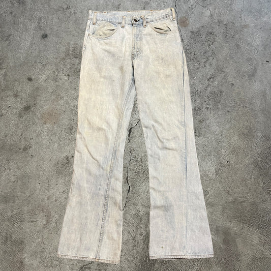70s Levi's 646 Bell Bottom Denim Jeans Bleached Size 31x32.5