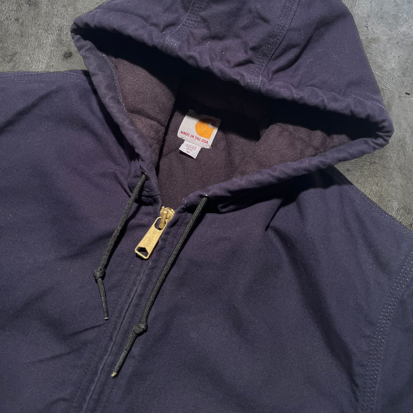 Carhartt Hooded Jacket Navy Blue Size Medium